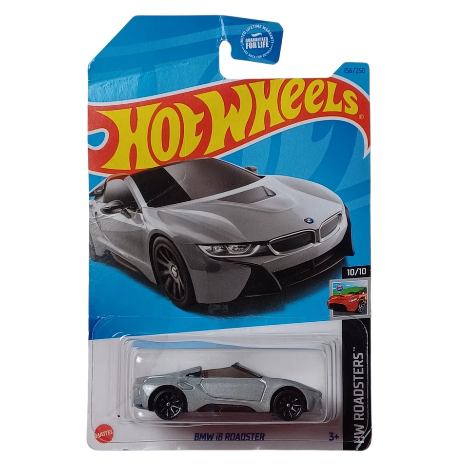 Hot Wheels 2020 BMW i8 Roadster 156/250 – HW Roadsters 10/10 – Silver Intl Card - Image 1 of 4