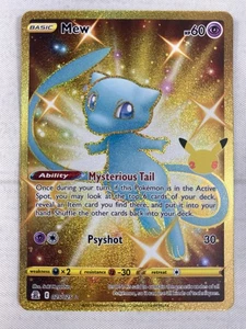 Mew 25/25 Pokemon Celebrations 25th Anniversary Gold Ultra Rare Holo Full Art NM - Picture 1 of 4