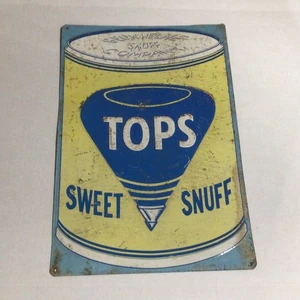 Letrero vintage de tops de metal dulce tabaco - Imagen 1 de 9