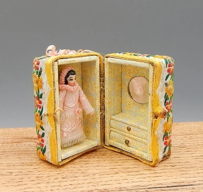 Vintage OOAK  Doll's Toy Victorian Doll With Trunk Dollhouse Miniature 1:12 - Image 1 of 4