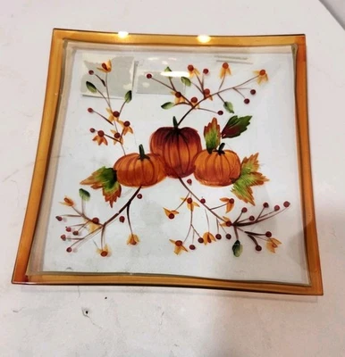 Yankee свечи тыквы треск свечи лоток безделушка блюдо с 3 тыквы и ветви - Изображение 1 из 4