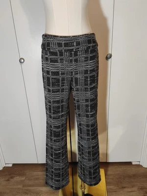 Pantalones a Cuadros 7th Avenue New York & Company Para Mujer Pequeños Negros Blancos Tejidos Foto 1 de 4