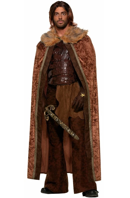 Forum Novelties Men's Medieval Fantasy Faux Fur Trimmed Costume Cape Brown