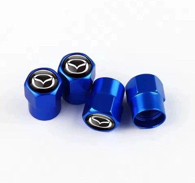 MAZDA 4x Blue Tyre Valve Dust Caps BRAND NEW - Image 1 of 3