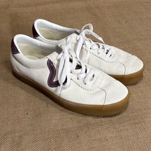Scarpe Vans Bold Ni donna taglia 7 bianche bordeaux suola gomma scamosciata skate basso - Foto 1 di 12