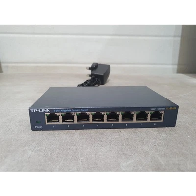 TP-Link TL-SG108 Smart Desktop Gigabit Switch Grey 8x Ethernet Ports w/ Adapter - Image 1 of 4