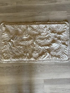 Anthropologie RIVULETS Pillow Sham KING Cotton Ruffles Light Grey Quilted Puffy - Picture 1 of 10
