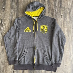 Adidas Columbus Crew MLS Full Zip Hoodie Sweatshirt Embroidered Logo Men Large - Picture 1 of 12
