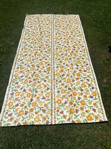VINYL/PLASTIC TABLE COVER GREEN/WHITE/ORANGE/YELLOW/BROWN 104"X53" - Picture 1 of 9