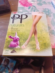 Pretty Polly Ultra Sheer 8 Denier Open Toe Tights Size Med Barely There - Picture 1 of 2