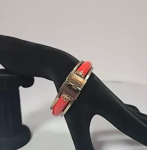 Vintage rotes Bakelit Armband Klappverschluss Art Deco 30er Kirschrot Manschette silberfarben - Bild 1 von 8