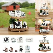 Farmhouse Chicken Cow Pig Tiered Tray Spring Farmhouse Tiered Tray Decoration