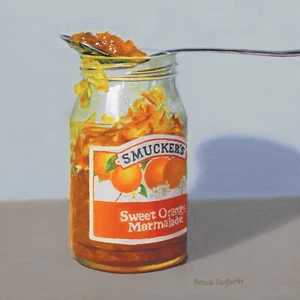 DANFORTH Sweet Orange Marmalade, 8x8 still life original realism oil painting - Picture 1 of 3