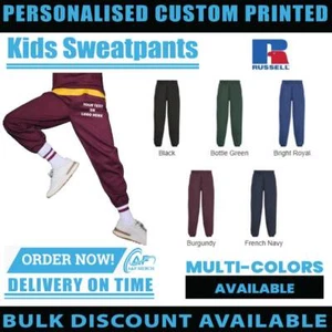 Personalised Custom Russel Kids Sweatpants Elasticated Leg Exercise Gym J750B - Picture 1 of 13