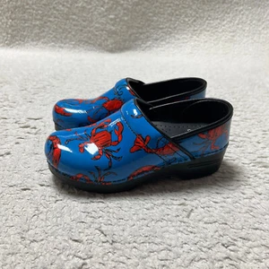 Dansko Womens Clogs 37 Blue Leather Crustacean Shrimp Lobster Nurse Shoes - Bild 1 von 16