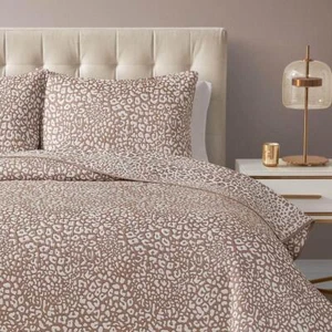 DESIGN STUDIO Quilt Set King Cotton Blend Textured Animal Print Cocoa 3-Piece - Picture 1 of 2
