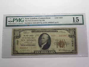 $10 1929 New London Connecticut CT National Currency Bank Note Bill Ch #1037 PMG - Picture 1 of 3