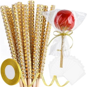 ASTARON 24 Pack Glitter Candy Apple Sticks and Bags, Toffee Apple Kit Including - Picture 1 of 12