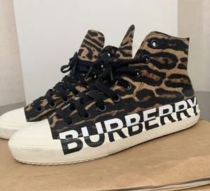 Men 8.5US Burberry High-Cut Sneakers Leopard Print Men'S Men Sneaker Original Co - Picture 1 of 8