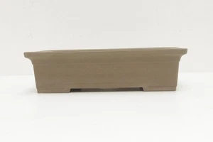 Bonsai Tree Pot Unglazed Rectangular Width 34.5 cm (13.58 inches) Brown Green - Picture 1 of 20