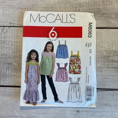 McCalls 6063 Sewing Pattern Summer Sleeveless Dress Top Girls Sz XS-S UNCUT - Image 1 of 3