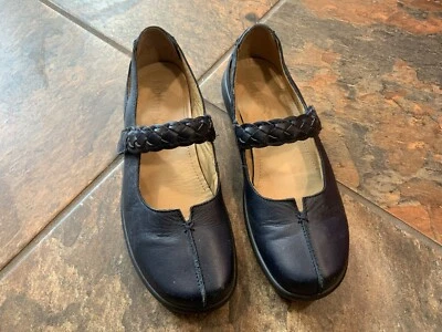 HOTTER Zapatos Planos Para Mujer 7.5 Hippy Mary Jane Cuero Negro Suela de Goma! Foto 1 de 4