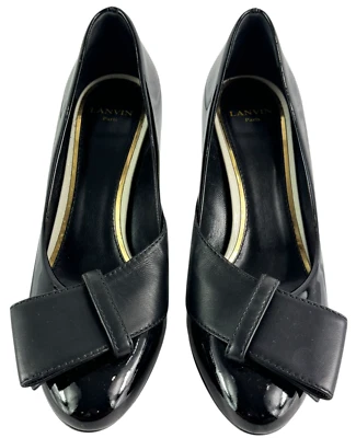 Zapatos de tacón LANVIN Paris charol negro hechos en Italia marcados como 40-9,5 EE. UU. Foto 1 de 4
