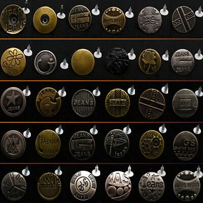 20mm No-sew On Metal Plain Replacement Jean Buttons For Jeans/Denim-shirts/Pants - Image 1 of 4