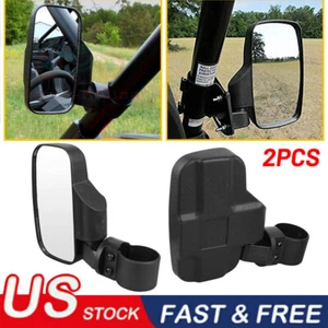 Rear View Mirror Set UTV Side Mirrors 1.75" - 2" Clamp Roll Cage For Polaris RZR - Picture 1 of 10