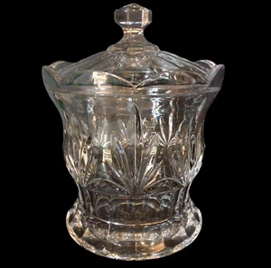 ROYAL LIMITED CRYSTAL TULIP BISCUIT JAR COOKIE JAR 9" CZECHOSLOVAKIA - Picture 1 of 18