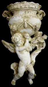 Large Eros Angel Victorian Wall Planter Cherub antique color Vintage Art - Picture 1 of 6