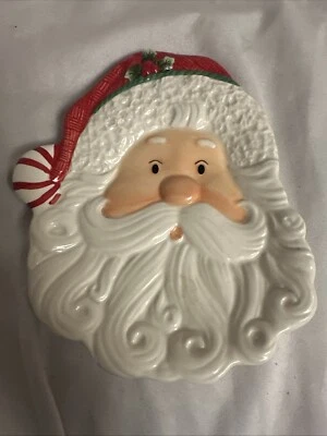 Fitz & Floyd Peppermint Santa Cookie / Candy Tray - Image 1 of 4