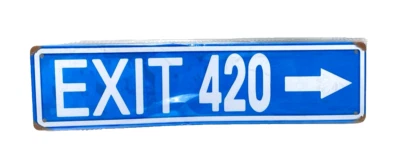 Exit 420 Tin Street Sign, Blue Vintage Rustic Cave Coffee Shop Bar Wall Decor - Image 1 of 4