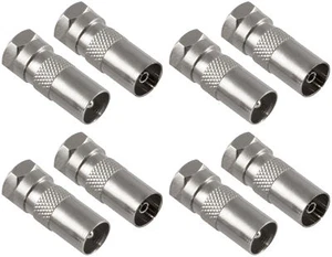 Poppstar 8x adapter SAT koncentryczny 4x wtyczka F na IEC + 4x na antenie srebrny - Zdjęcie 1 z 5