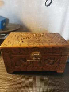 More details for vintage carved camphor wood chest