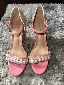 Antonio Melani Pink Strap Platform Wedge Espadrilles Sandals Sz 10 M Shoes - Picture 1 of 6