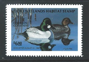 Bigjake: #OH-7, $6.00 Common Goldeneye, 1988 Ohio Duck Stamp - Imagen 1 de 2