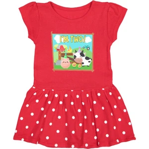 Inktastic I'm Two! Farm Animals Wearing Birthday Party Hats Toddler Dress Second - Picture 1 of 8
