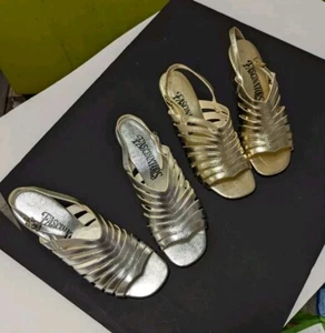  Vintage Fascinators Groovy Psychedelic Silber Gold 60er Schuhe Größe 6 zwei Paar - Bild 1 von 11