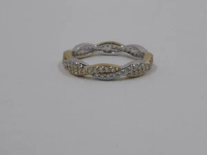 Diamonique Cubic Zirconia Two-Tone Twist Eternity Band, Sterling & 14k Plated - Picture 1 of 6