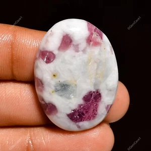 Natural Pink Tourmaline Quartz Loose Gemstone Oval Cabochon 42.50 Cts 33X24X7 mm - Picture 1 of 6
