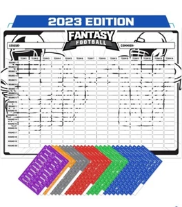 Fantasy Football Draft Board 2023-2024 XL Set with 496 Players Black & White - Picture 1 of 3