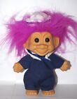 Vintage Russ 5" Troll Doll Sailor blue costume purple hair