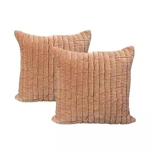 Minerva Cotton Velvet Embroidered Cushions Blush 50 x 50 Cms Twin Pack - Picture 1 of 1