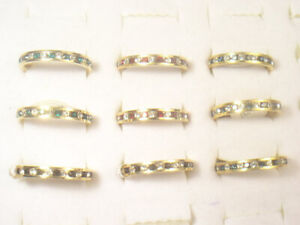9... RINGS BAND  DESIGNER RED,BLUE,GREEN & BLACK  CRYSTALS WHOLESALE LOT 006.9