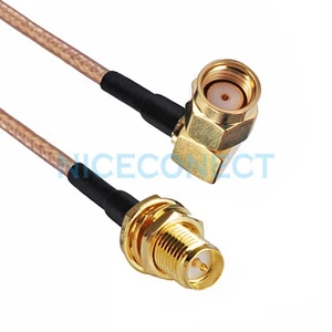 RP-SMA Female Bulkhead to RP-SMA Male Right Angle Pigtail Cable RG316 20cm - Picture 1 of 3