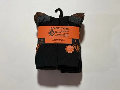 New Volcom Workwear Cushioned Crew Socks Black 8-Pack Men’s 9-12 NWT - Image 1 of 4