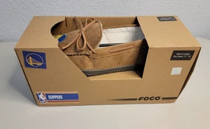 Zapatillas de goma mocasín tostado FOCO NBA Golden State Warriors para hombre talla L 11-12 - Imagen 1 de 8