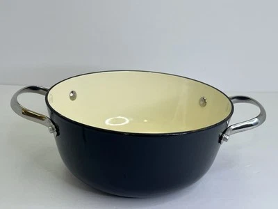 Cook's Essentials Black Enamel Cast Iron Round Casserole 3 Quart NO Lid CLEAN - Image 1 of 4