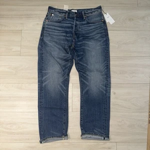 Pantalones de mezclilla American Eagle AE 77 con ribete para hombre 30x28 etiqueta 30x30 azul calce ajustado abotonados - Imagen 1 de 10